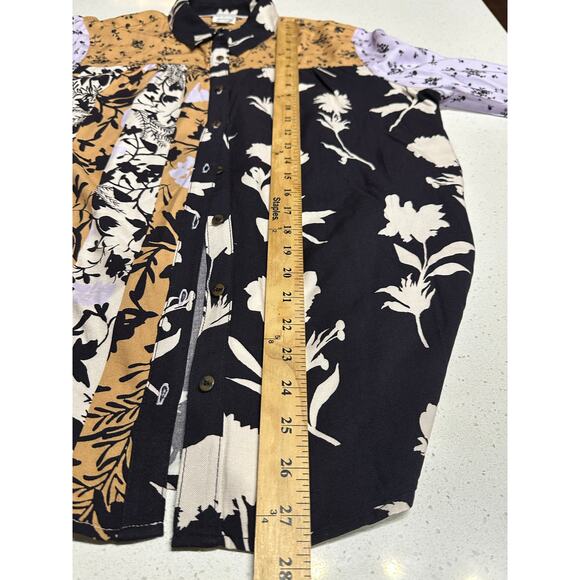 Anthropologie Maeve Alida Contrast Buttondown Top Mixed Floral Large NWOT - Picture 7 of 9